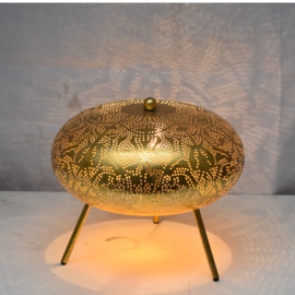 Orientalische Tischlampe im filigranen Ufo-Stil – Vintage-Gold