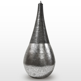 Orientalische Stehlampe im filigranen Tropfen-Stil – Vintage-Silber – extra groß