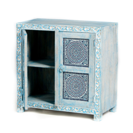 Oriental cabinet with mosaic and wood carving