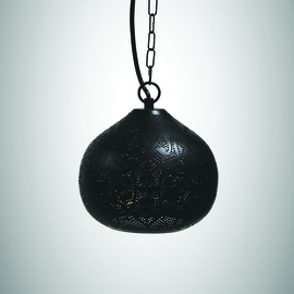 oosterse hanglamp filigrain stijl - pompoen-XS - vintage  zwart-goud