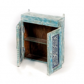 orientalischer Badezimmerschrank mit blauen Mosaikplatten