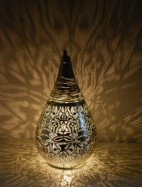 Oriental table lamp filigree style drop - vintage silver