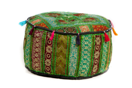 oosterse poef patchwork India old- 25 cm.