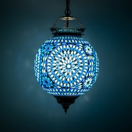 oosterse mozaïek hanglamp - diameter 25 cm-BLUE-TD
