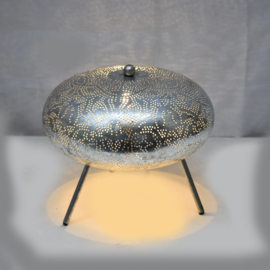 Orientalische Tischlampe im filigranen Ufo-Stil – Vintage-Silber