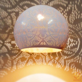 Oosterse hanglamp filigrain stijl - open - wit/goud