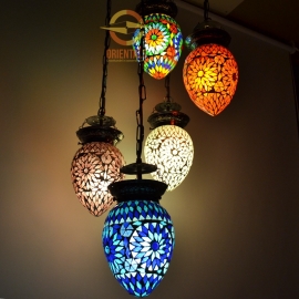 oosterse 5 bol hanglamp papaja - mozaïek-MIX -TD