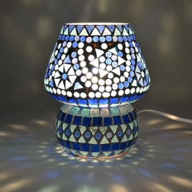 orientalische Tischlampe Mosaik - Pilz-BLAU