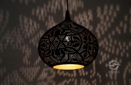 oosterse hanglamp filigrain stijl - pompoen - zwart/goud