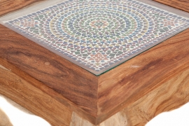 Orientalischer Opium-Beistelltisch mit mehrfarbiger Mosaikplatte