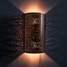 Oosterse filigrain wandlamp - half cilinder-vintage/copper