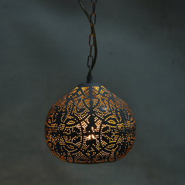 oosterse hanglamp filigrain stijl - pompoen-XS - vintage wit- goud