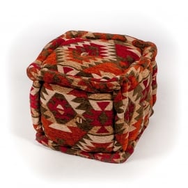 Pouf im orientalischen Kelim-Design, Indien – 40 cm.