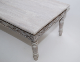 oosterse salontafel - grey washed - houtsnijwerk