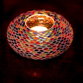 Oriental mosaic ufo candle holder