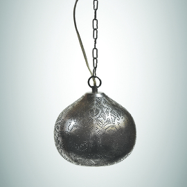 oosterse hanglamp filigrain stijl - pompoen-XS - vintage silver