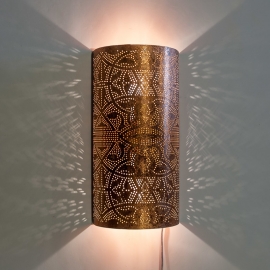 Oosterse filigrain wandlamp - half cilinder-vintage/copper