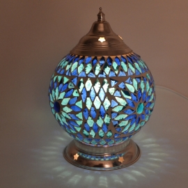 orientalisches Tischlampenmosaik - Durchmesser 15 cm-BLAU-TD