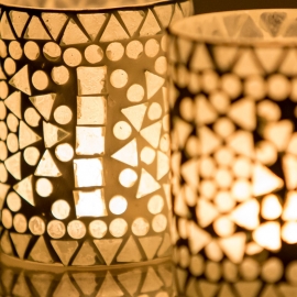  Stimmungsvoller Teehalter Zylinder - Mosaik transparent - indisches Design
