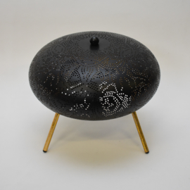Oriëntaalse tafellamp filigrain style ufo - vintage black  gold