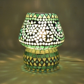 orientalische Tischlampe Mosaik - Pilz-GRÜN