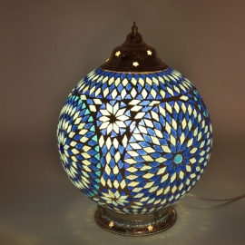  orientalisches Tischlampenmosaik - Durchmesser 25 cm-BLAU-TD