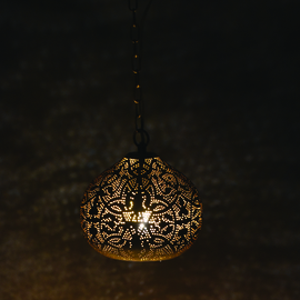 oosterse hanglamp filigrain stijl - pompoen - vintage goud