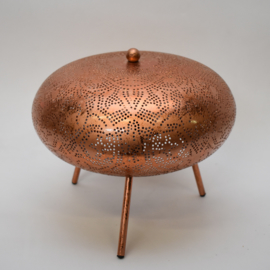 Orientalische Tischlampe im filigranen Ufo-Stil – Vintage-Kupfer-Kupfer