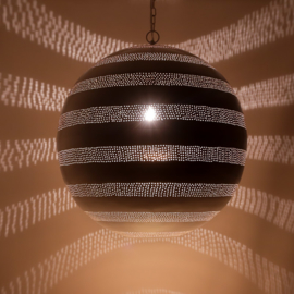 Oosterse hanglamp filigrain stijl - bal - wit/goud