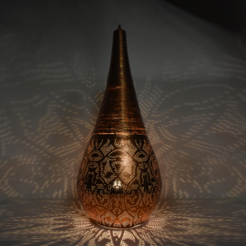 Orientalische Stehlampe im filigranen Tropfen-Stil – Vintage-Kupfer – extra groß