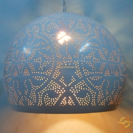 Oosterse hanglamp filigrain stijl - open - wit/goud