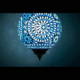 oosterse mozaïek hanglamp - diameter 25 cm-BLUE-TD