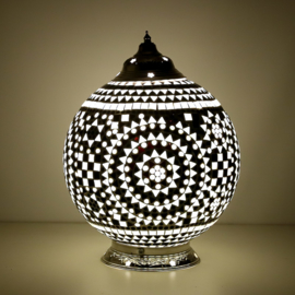  orientalisches Tischlampenmosaik - Durchmesser 25 cm-Schwarzweiß
