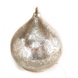 Orientalische Tischlampe im filigranen Zwiebelstil - Vintage Silber - Klein
