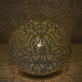 Orientalische Tischlampe im filigranen Zwiebelstil - Weiß / Gold - Klein