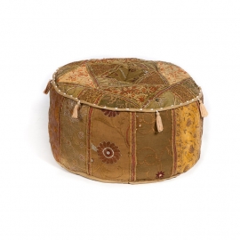 orientalischer Pouf Patchwork Indien - 25 cm.