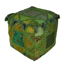 oosterse poef patchwork India - 40 cm.