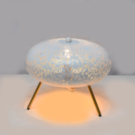 Orientalische Tischlampe im filigranen Ufo-Stil – Vintage-Weißgold