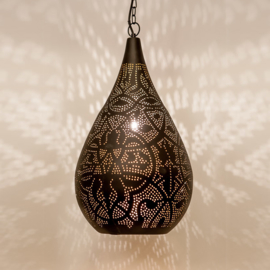 Orientalische Pendelleuchte Tropfen - Filigraner Stil - Schwarz/Gold