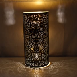 Oosterse filigrain wandlamp - half cilinder-vintage-black/gold