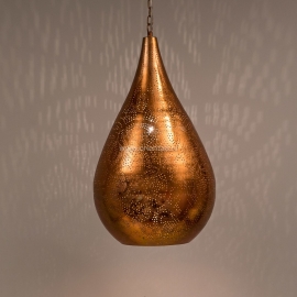 Oosterse hanglamp druppel - filigrain stijl - vintage koper