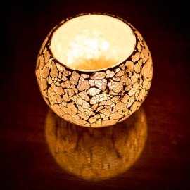  Teelichthalter aus Craquelé-Glas – Glühbirne groß