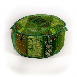 orientalischer Pouf Patchwork Indien - 25 cm.