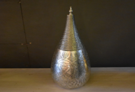 Orientalische Tischlampe im filigranen Stil Tropfen klein Vintage Silber