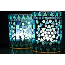 Oriental mosaic candle holder - 10 cm.