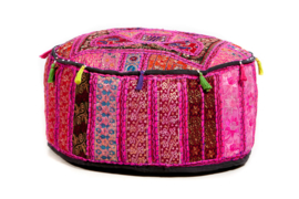 oosterse poef patchwork India old- 25 cm.