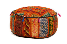 oosterse poef patchwork India old- 25 cm.