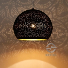 oosterse hanglamp filigrain stijl - open - zwart/goud