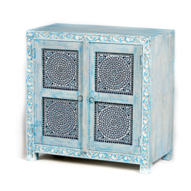 Oriental cabinet with mosaic and wood carving