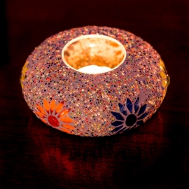 Oriental mosaic ufo candle holder